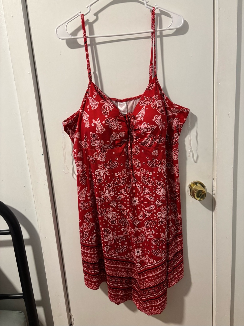 No Boundaries Red Paisley Tie-Front Dress